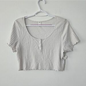 BP. Pointelle Rib Crop Top Short Sleeve NWOT